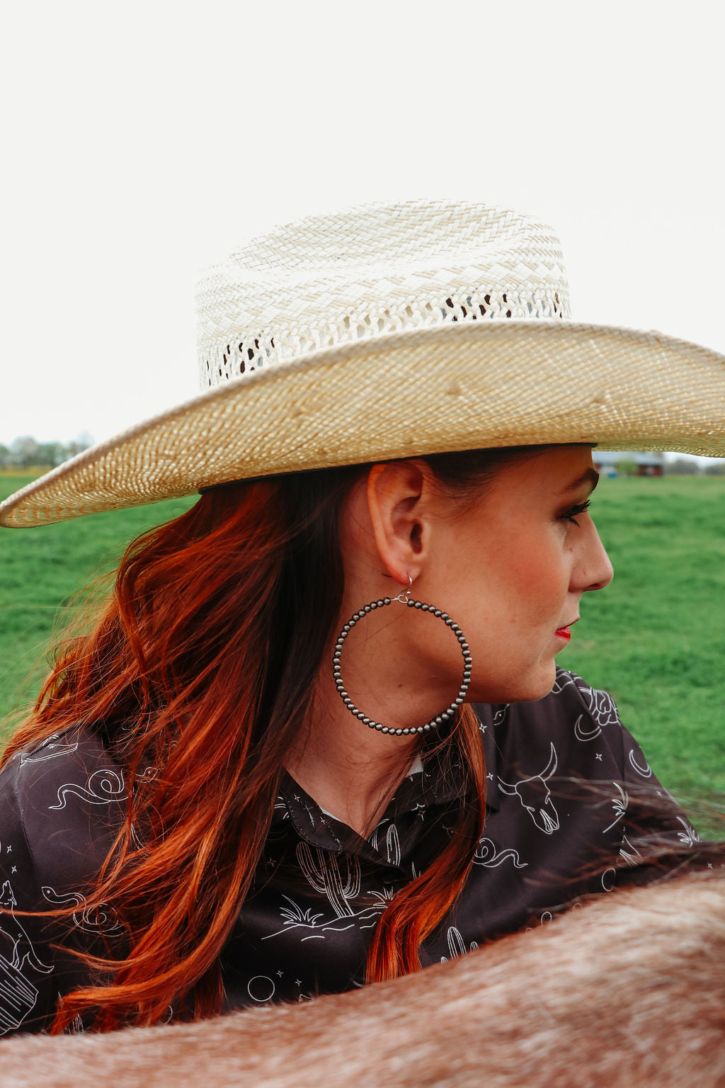 Polish Navajo Bead Hoop Earrings