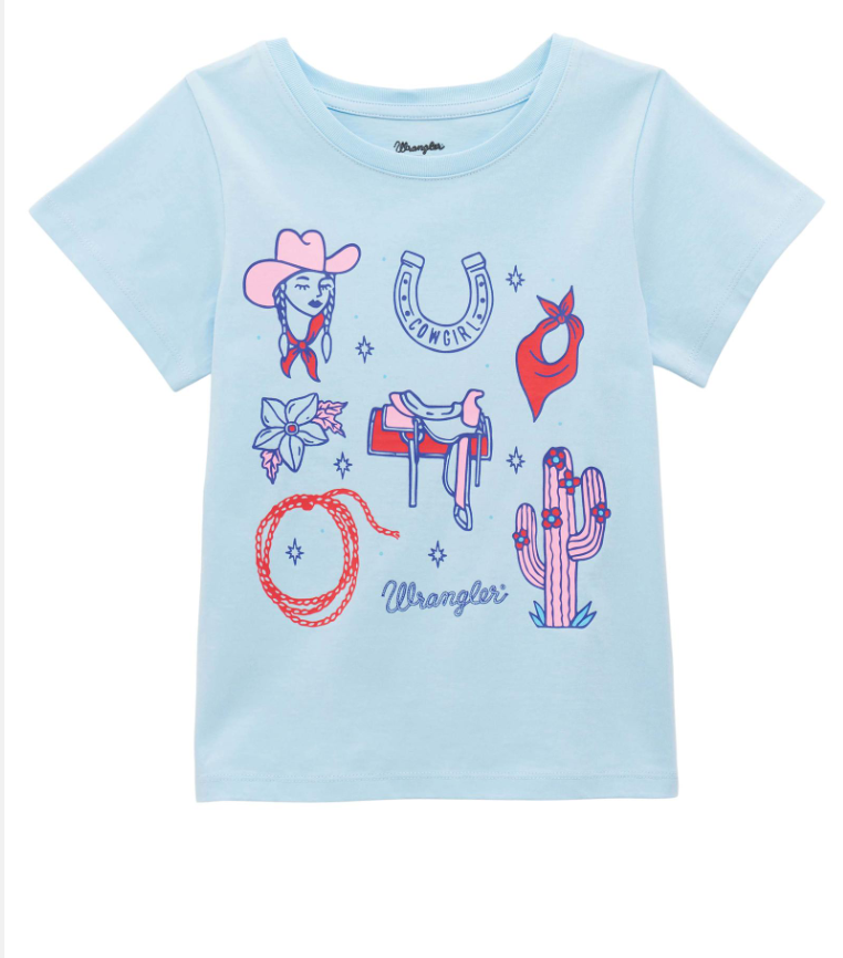 Wrangler® Girls Short Sleeve T-Shirt- Cowgirl Icons