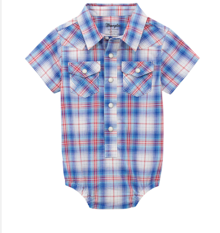 Wrangler Retro® Baby Boy Short Bodysuit-Sleeve- Red & Blue