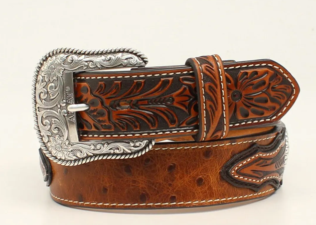 Ariat® Men's Ostrich & Floral Belt