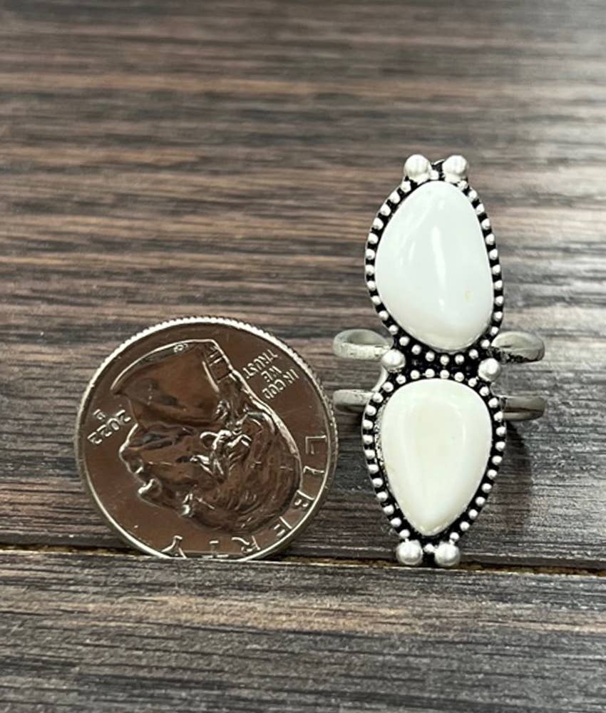 White Turquoise Adjustable Ring