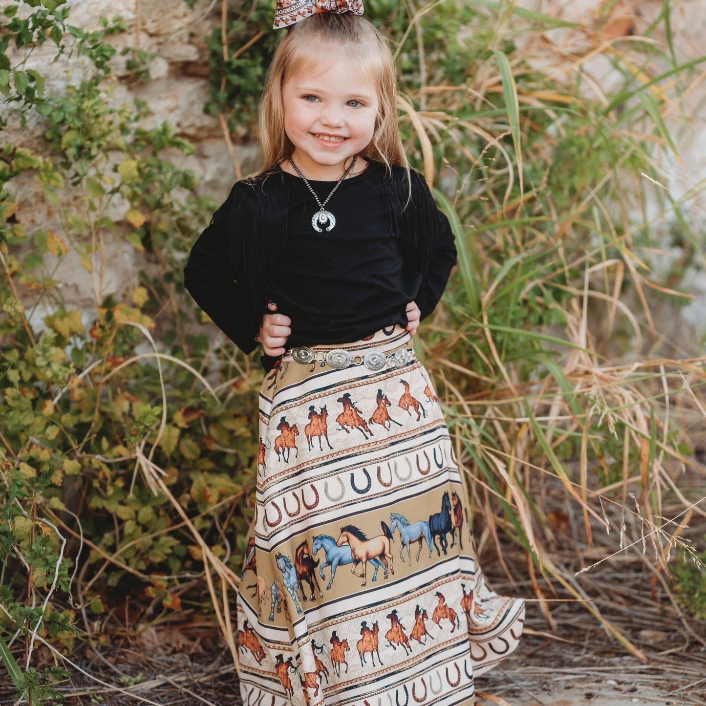Gold Wild Horses Maxi Skirt