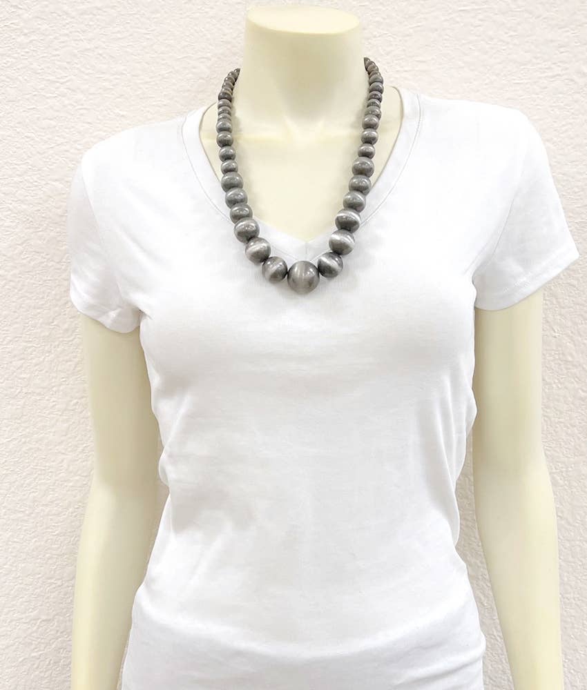 Handmade Very-Big Graduated Navajo Bead Necklace