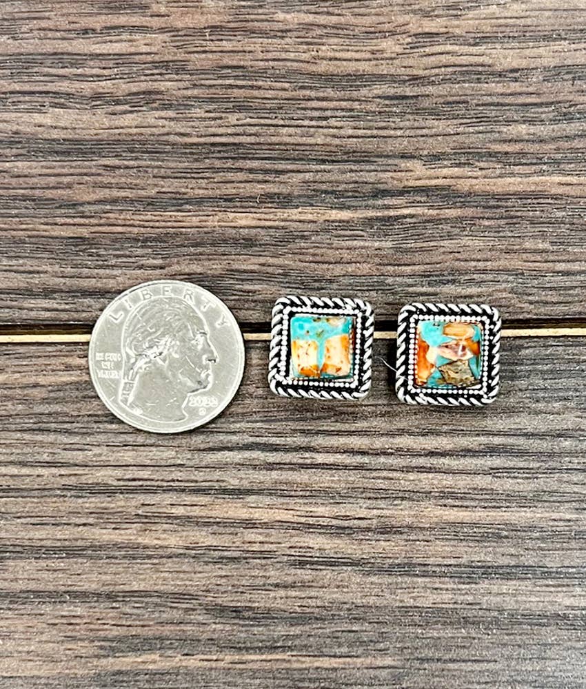 10mm Square Gemstone Stud Earrings