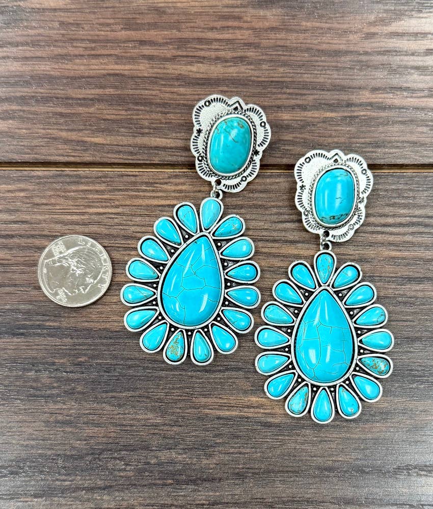 3.5" Navajo Turquoise Post Earrings