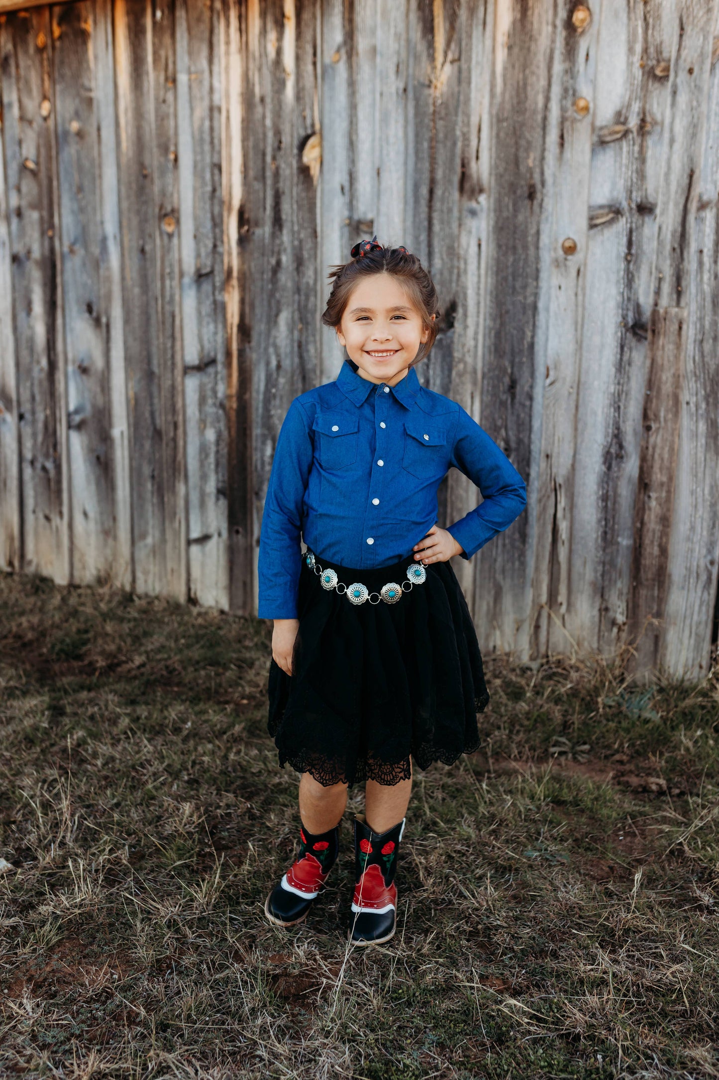 Dark Denim Pearl Snap Onesie