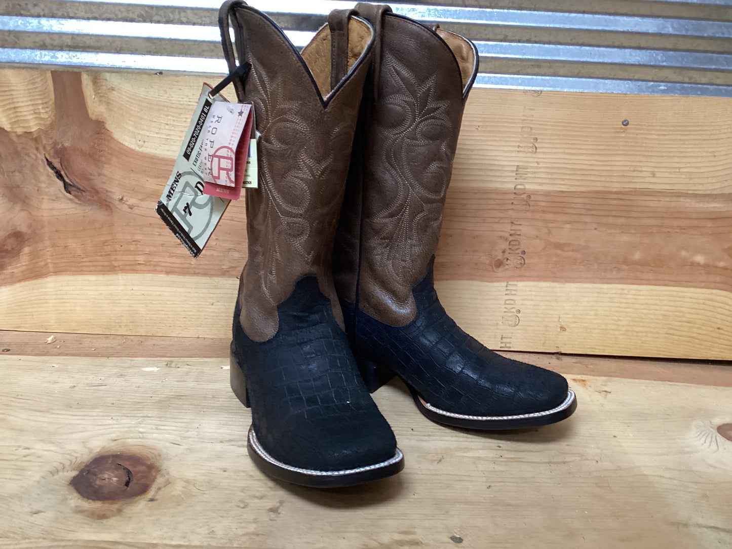 Stetson Faux Caiman Belly Square Toe