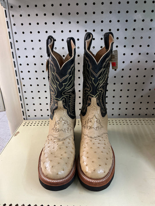 Tan and Black Ostrich Boot-CLEARANCE