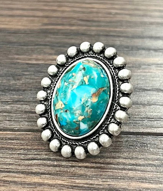 Blue Gemstone Adjustable Ring