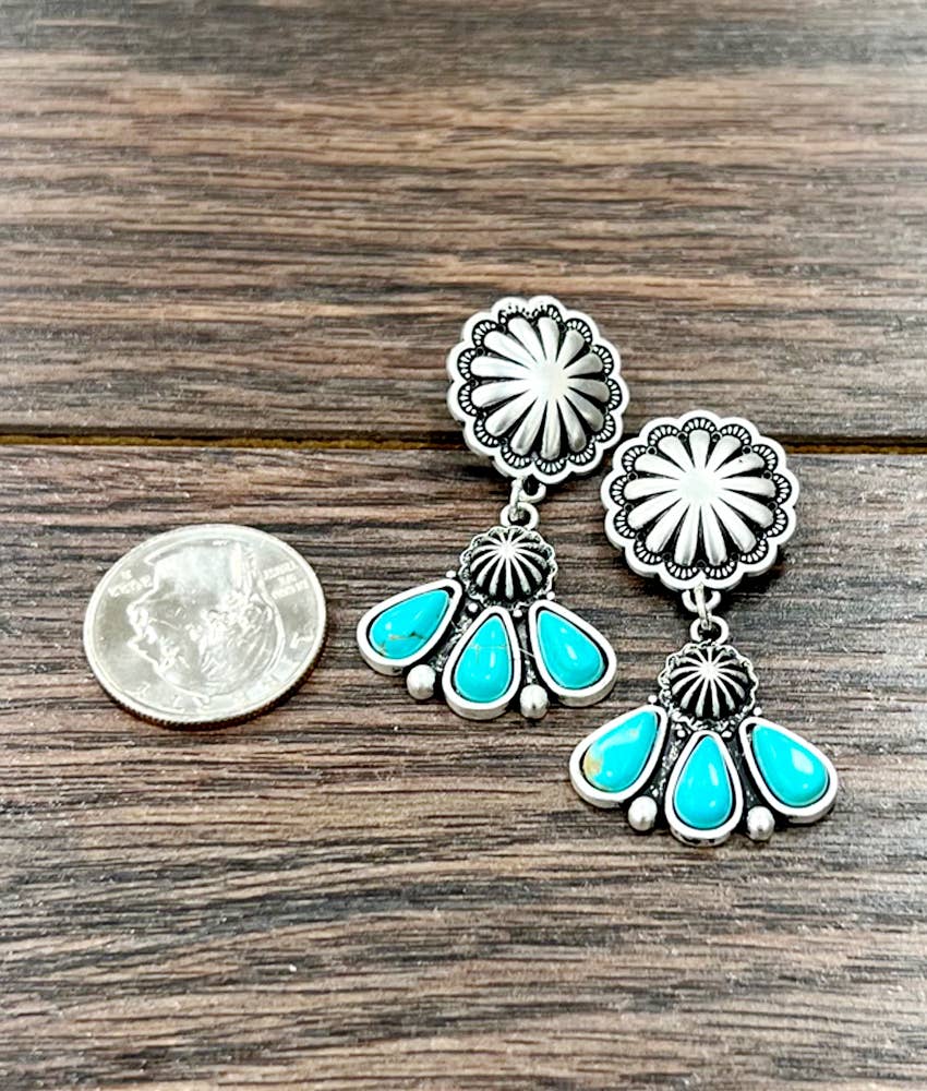 2" Turquoise Post Earrings