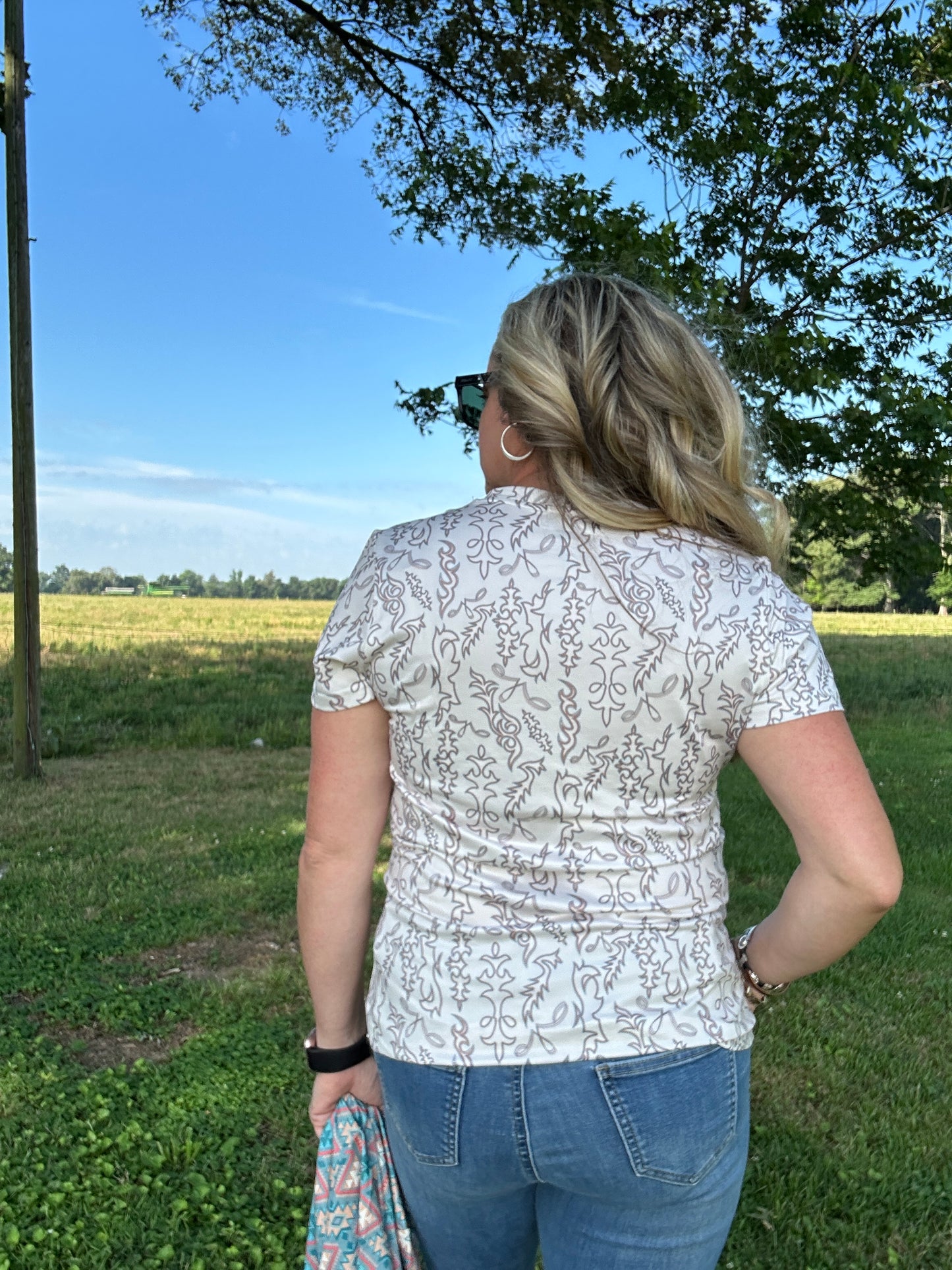 Ladies Boot Stitch Print Performance Tee