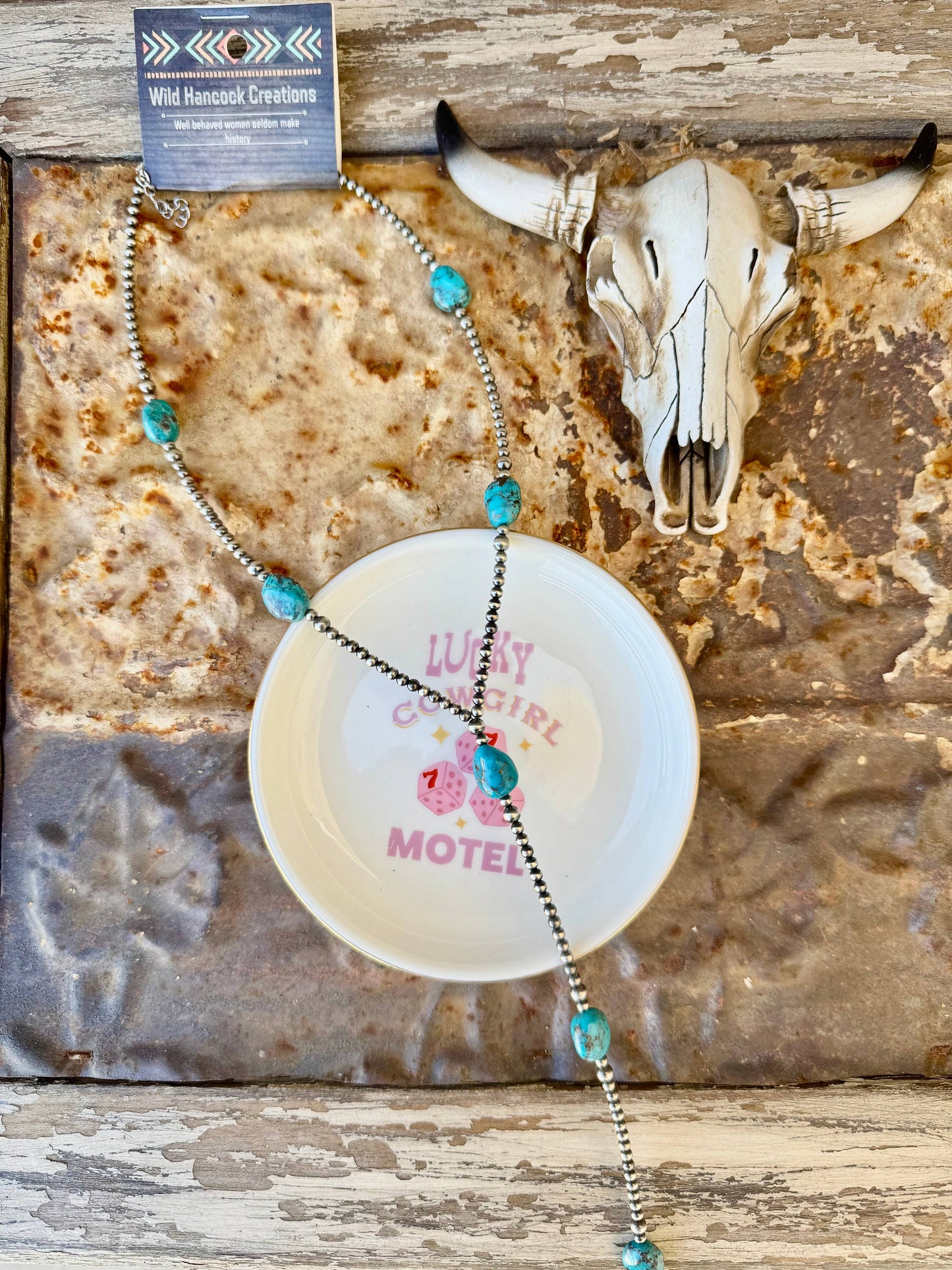 Navajo Pearl Lariat Necklace/ Turquoise Y Necklace/Sterling