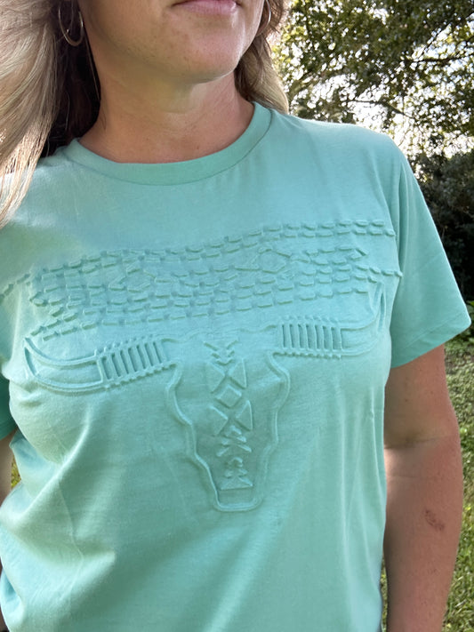 Ladies Embossed Skull Tee