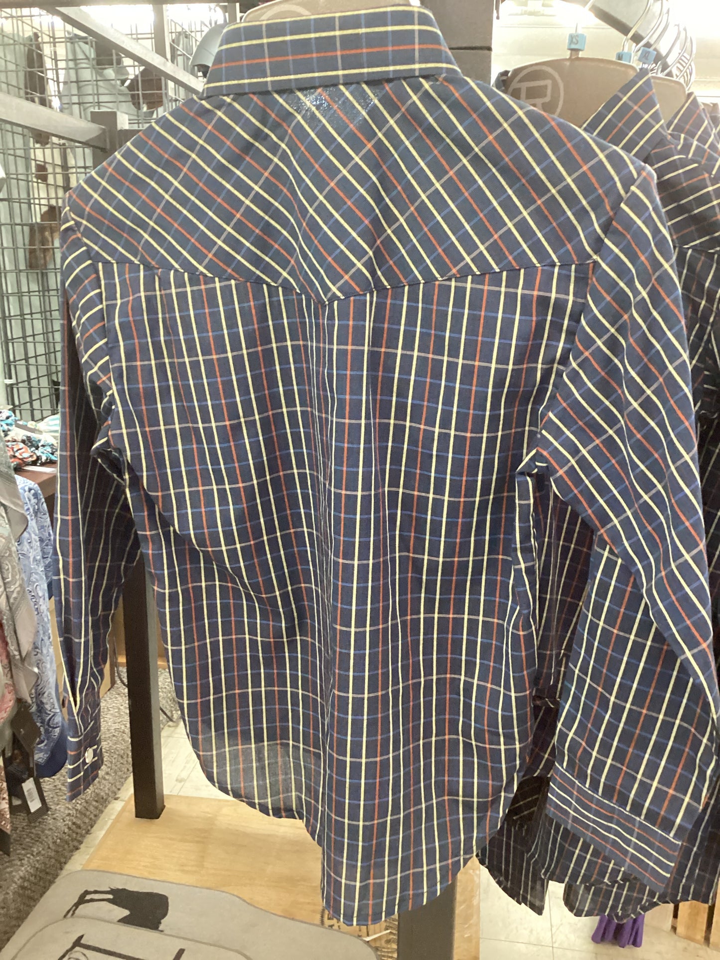 Boy’s Roper Blue, Yellow, & Rust Windowpane Longsleeve Shirt