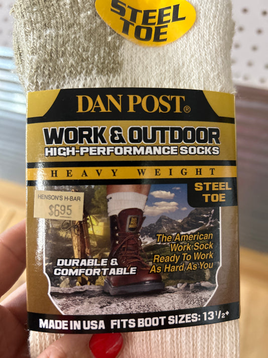 Dan Post Work & Outdoor High Performance Socks- Mid Calf Steel Toe Heavyweight