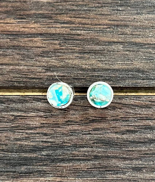 Round Gemstone Stud Earrings