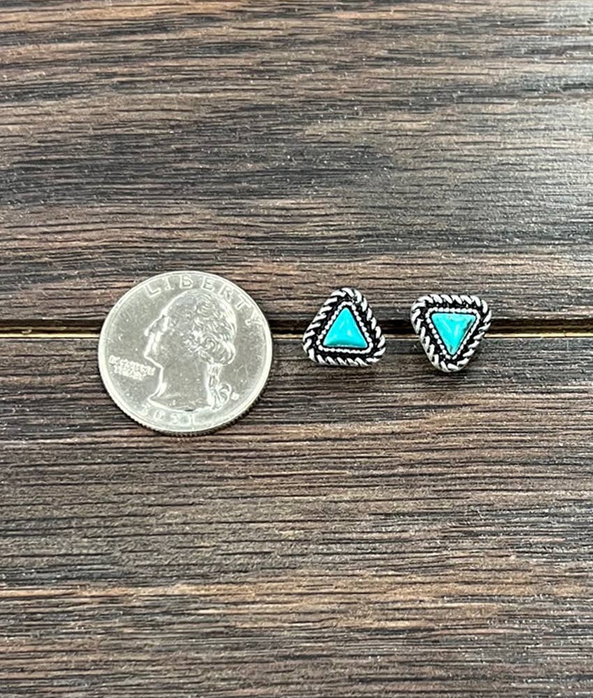 5mm Triangle Turquoise Stud Earrings