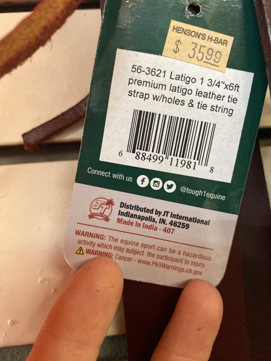 1 3/4” x 6ft Leather Latigo Strap
