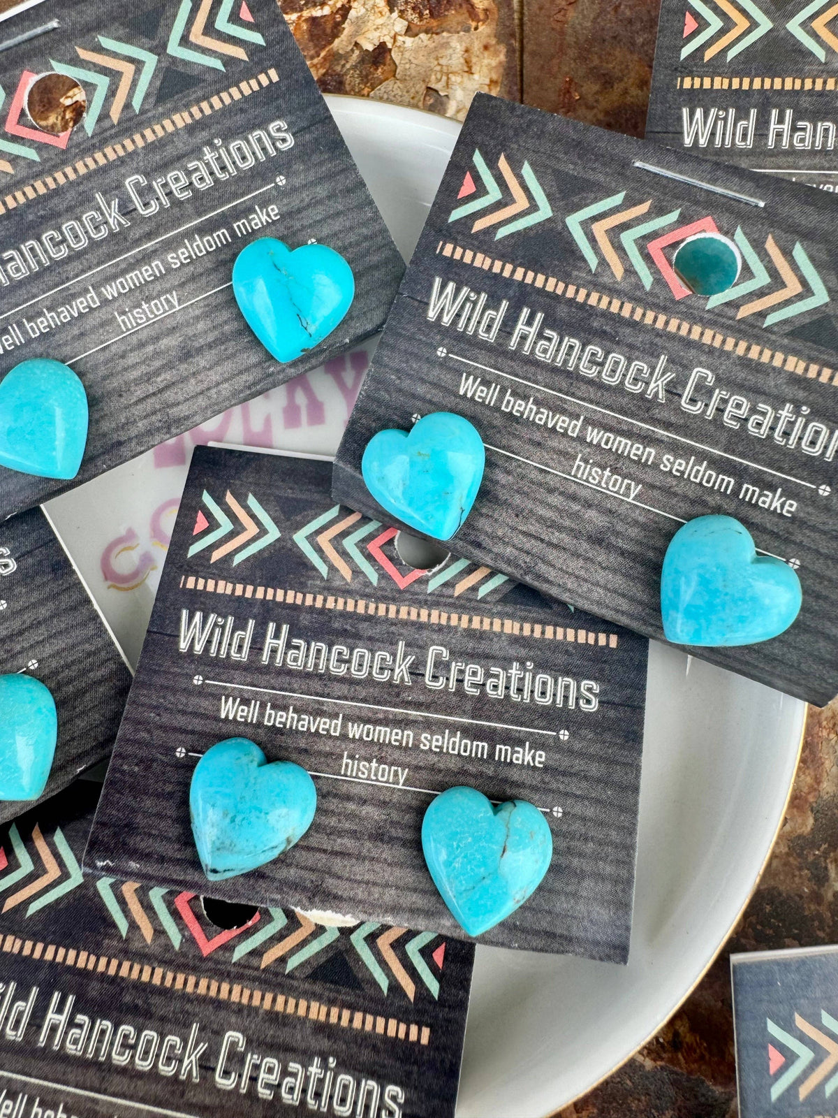 Genuine Turquoise Heart Stud Earrings