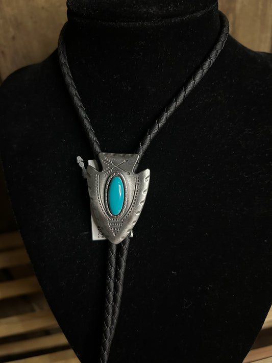 Silver & Turquoise Arrowhead Bolo Tie