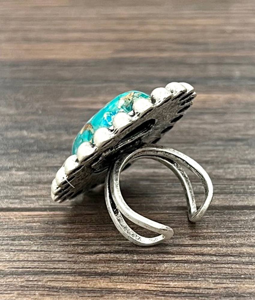 Blue Gemstone Adjustable Ring