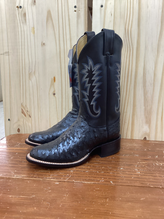 Justin J-Flex Black Full Quill Ostrich Boots