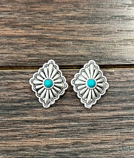 1" Brass Concho Stud Earrings