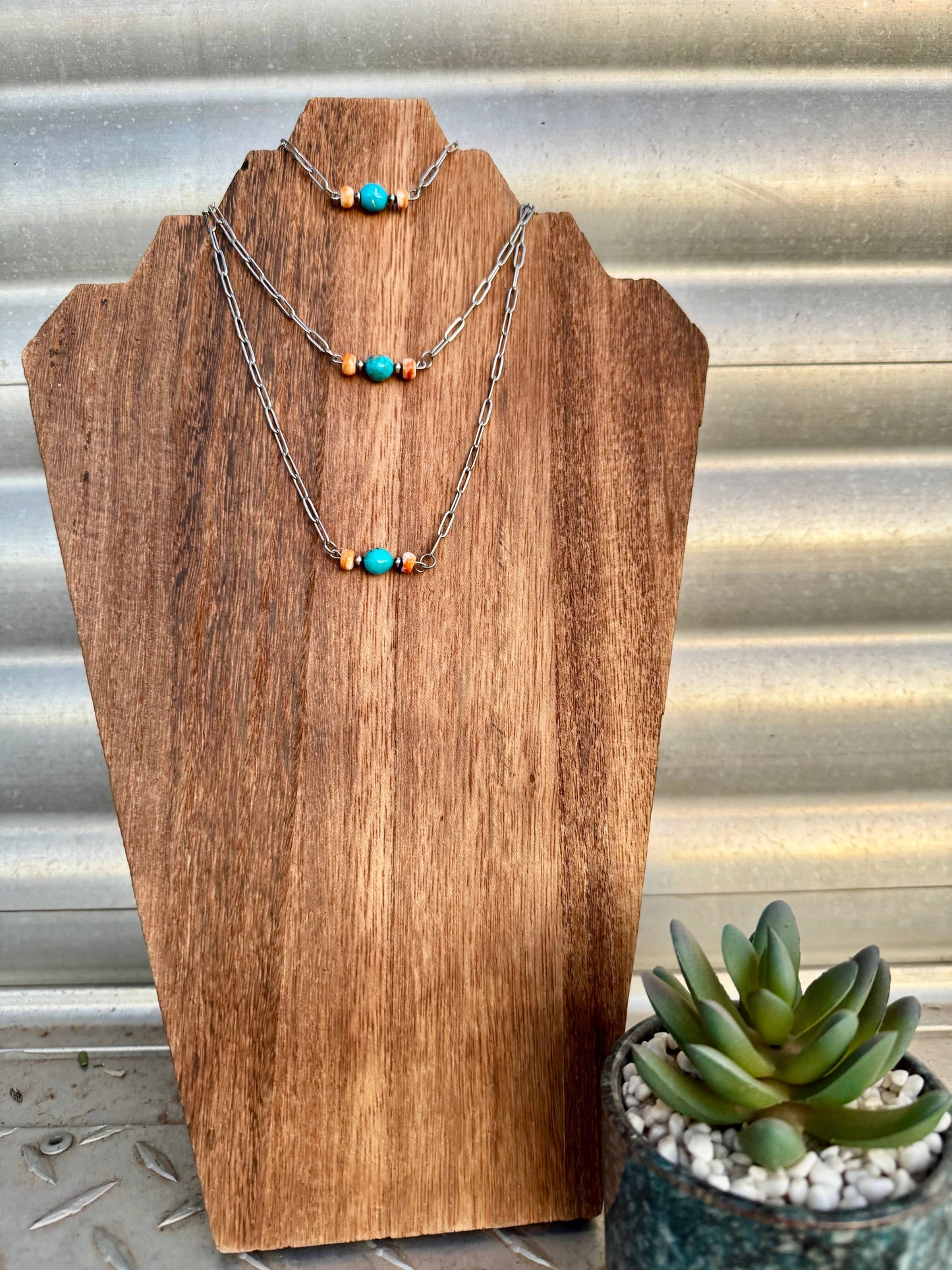 Turquoise & Spiny Oyster Choker Necklace
