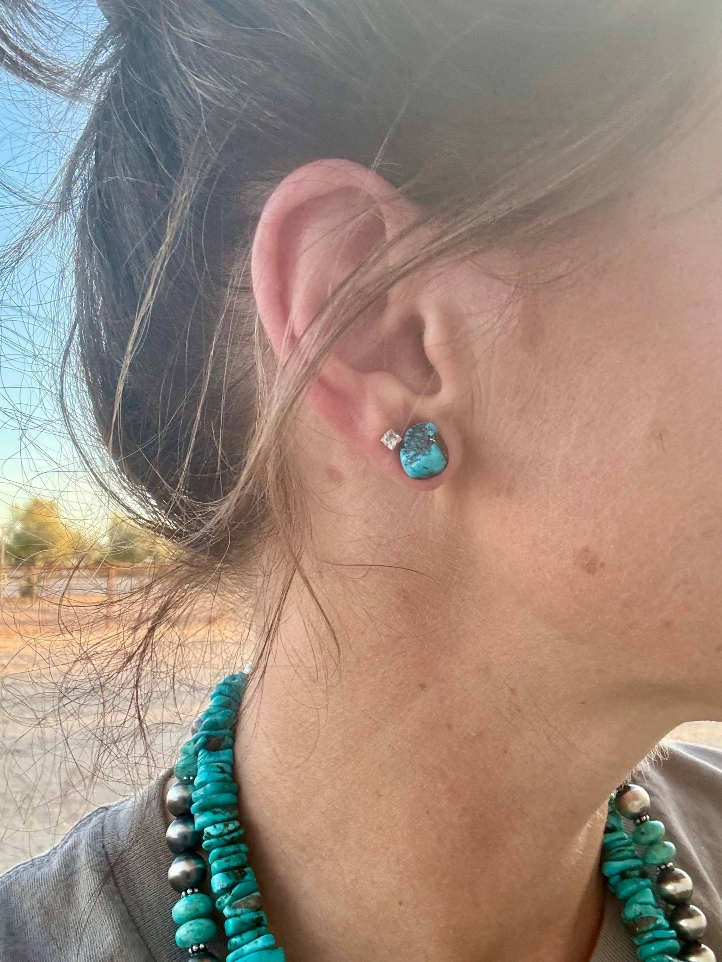 Kingman Turquoise Nugget Earrings