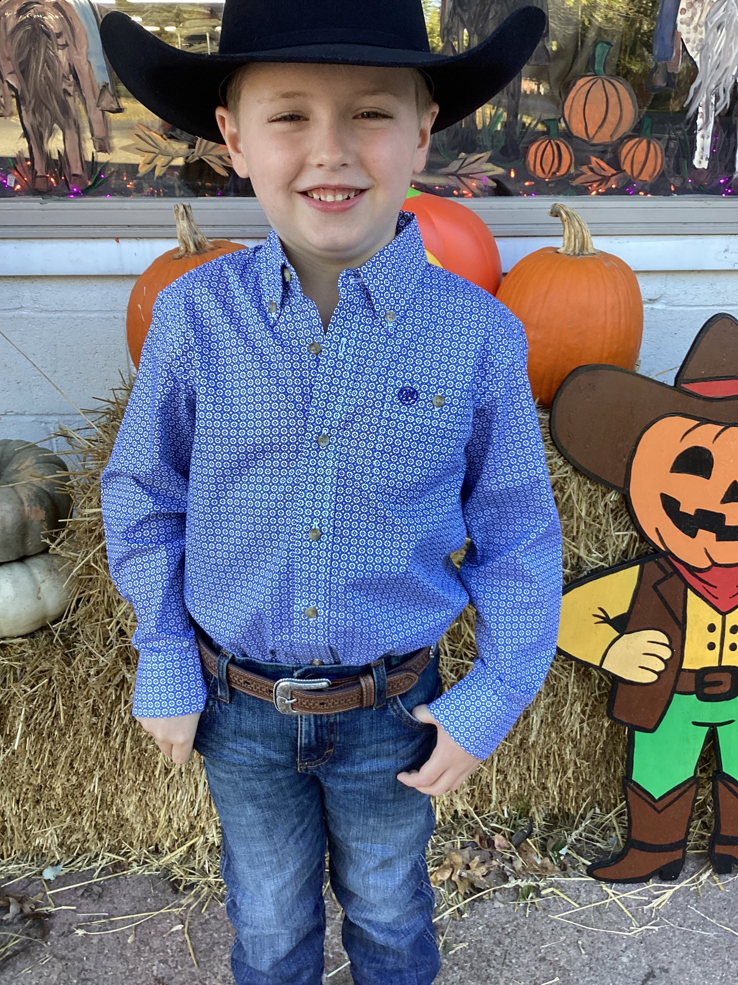 Wrangler Boy’s Classic Long Sleeve-Blue