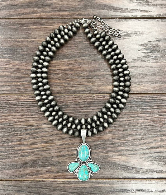 Multi-strand Turquoise Teardrop Necklace