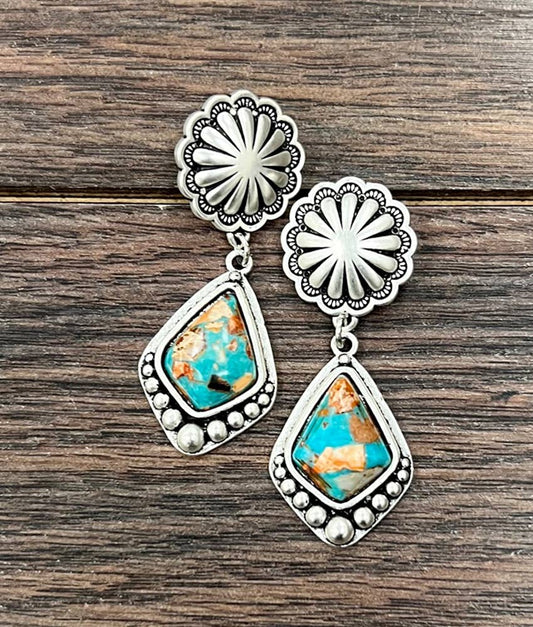 2.2" Arrowhead Gemstone Post Earrings