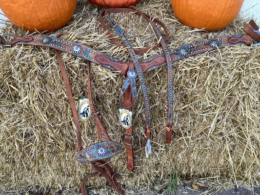 Tropical Snake Herman Oak Leather Co. Tack Set