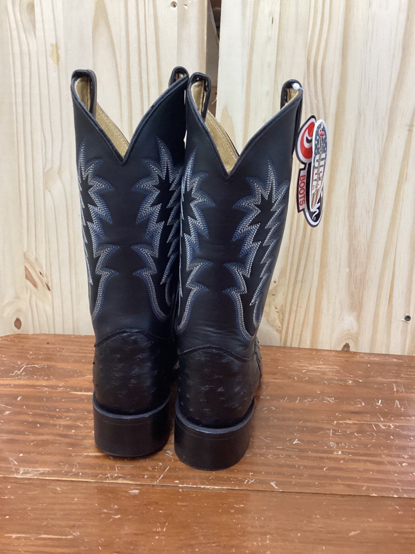 Justin J-Flex Black Full Quill Ostrich Boots
