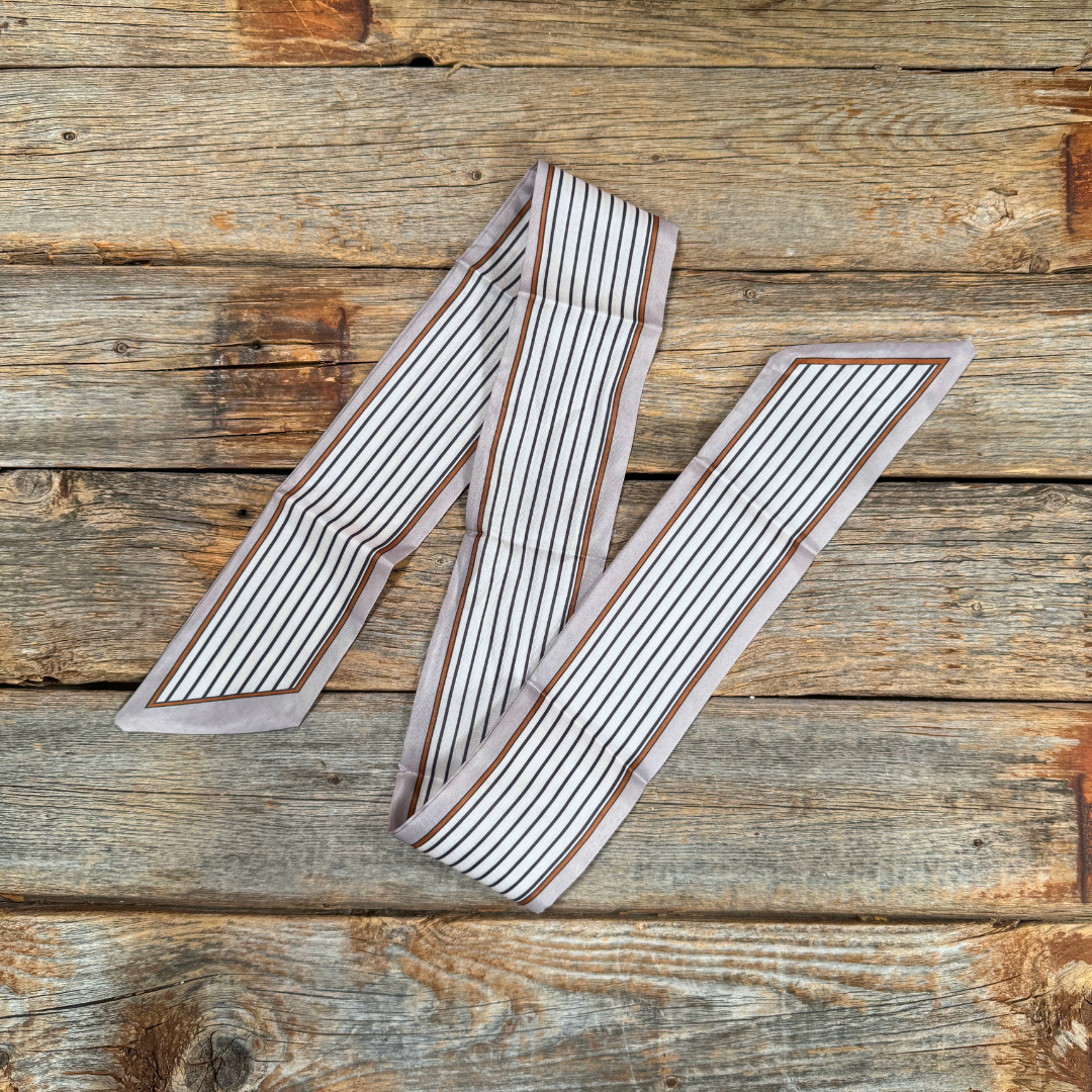 Cream and Brown Skinny Cowgirl Necktie