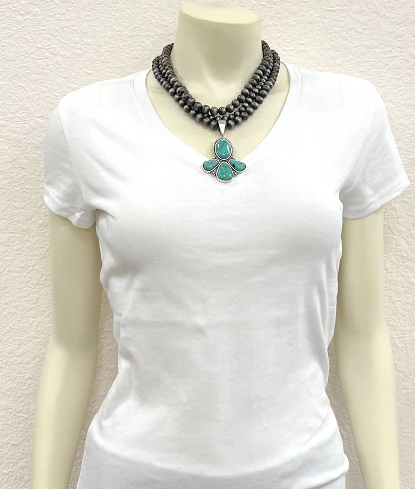 Multi-strand Turquoise Teardrop Necklace