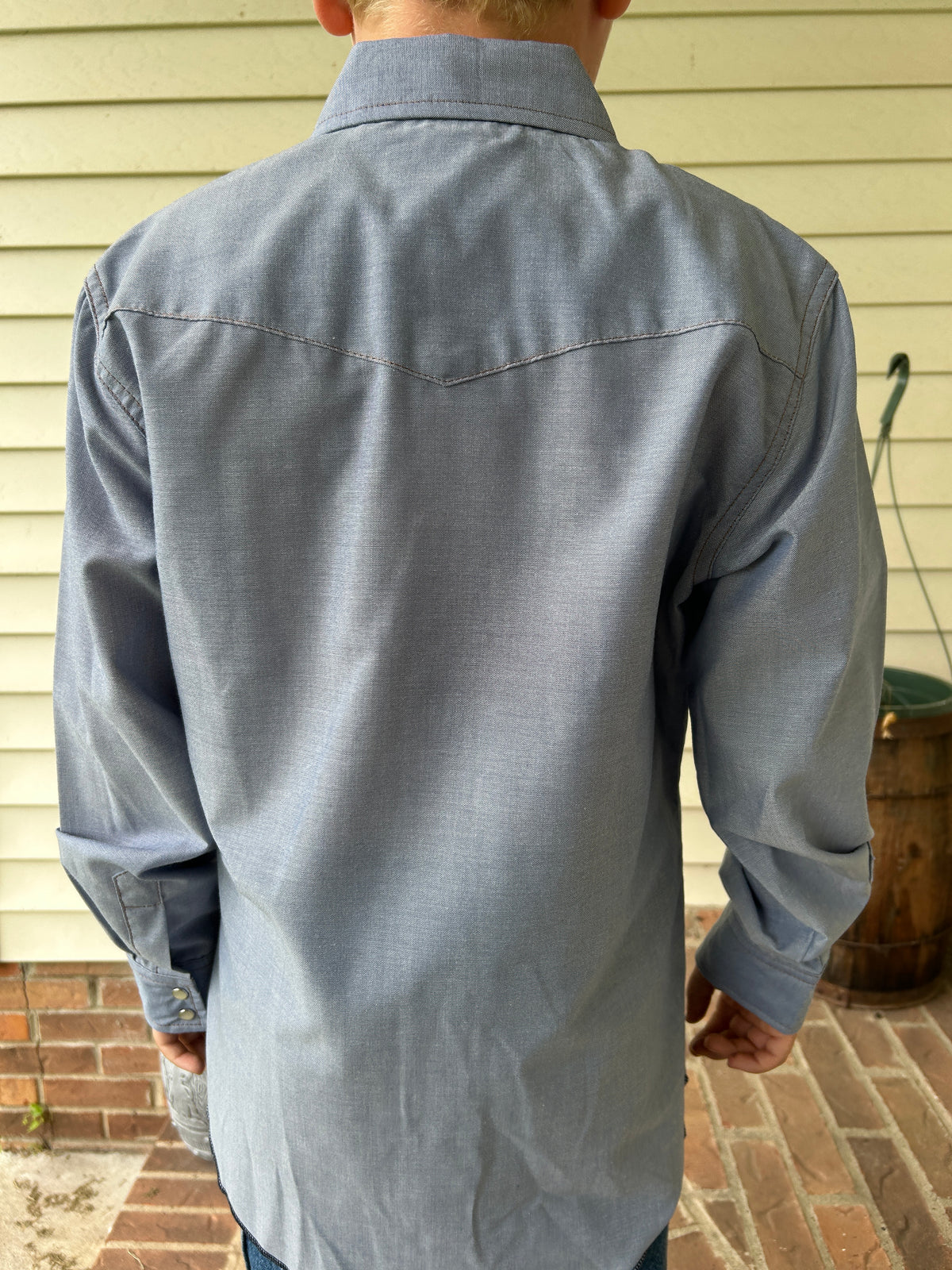 Wrangler® Boys Denim Chambray Work Shirt-Long Sleeve