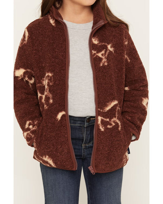 Wrangler® Girls' Hay Away Horse Print Full Zip Jacket