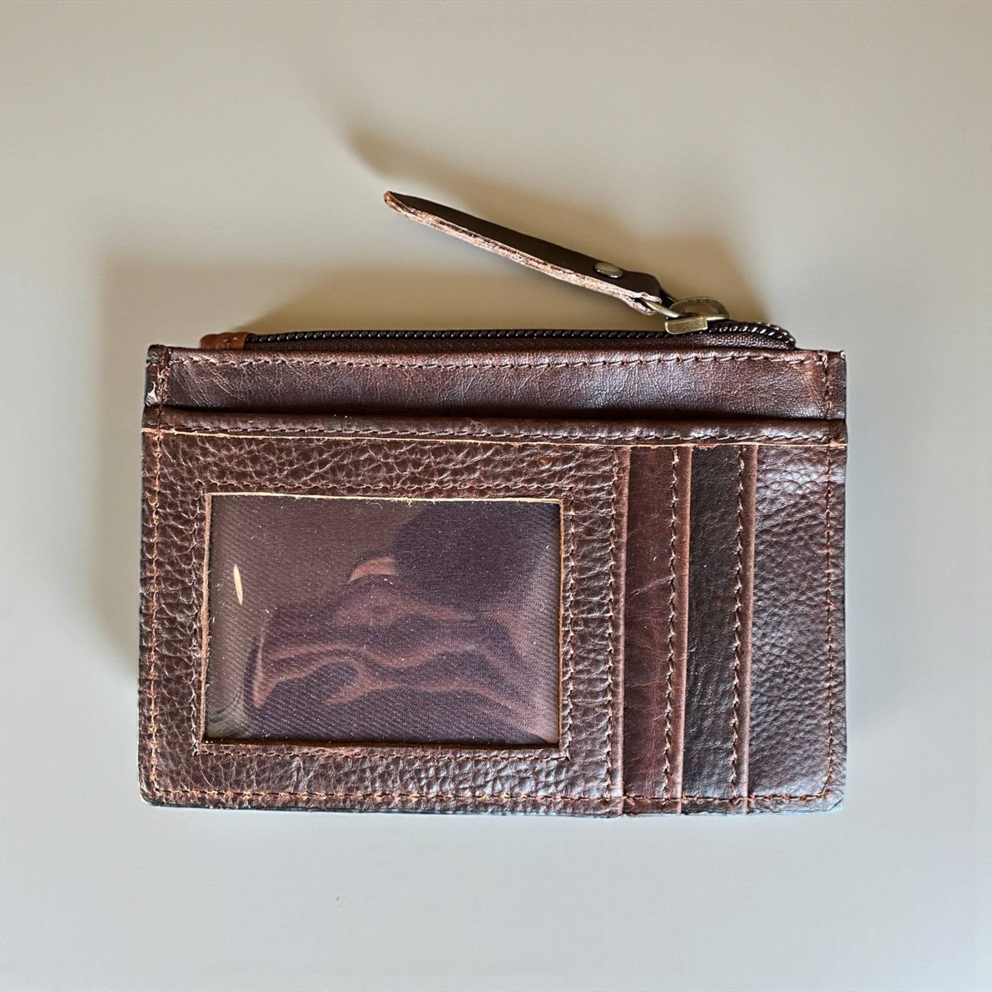 Dime tooled leather & cowhide coin pouch 