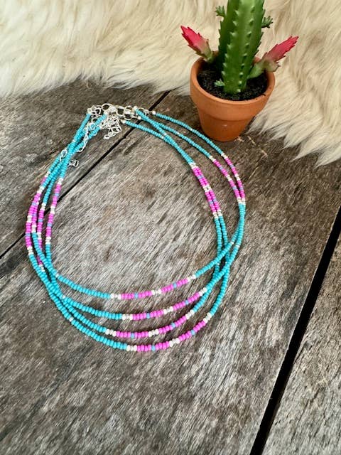 Beaded Choker/Seed Bead Choker/Small Choker/Neon Choker