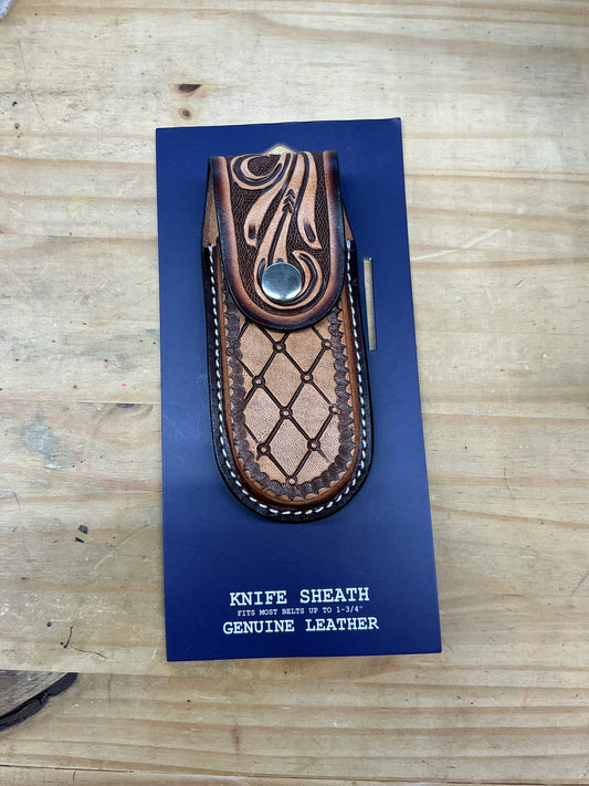 Tooled Diamond & Floral Design Knife Sheath by 3-D Belt Co®