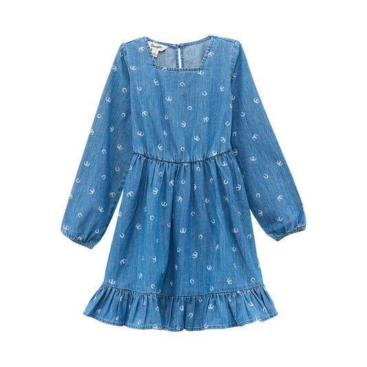Wrangler Girl’s Denim Horsehshoe Print Dress
