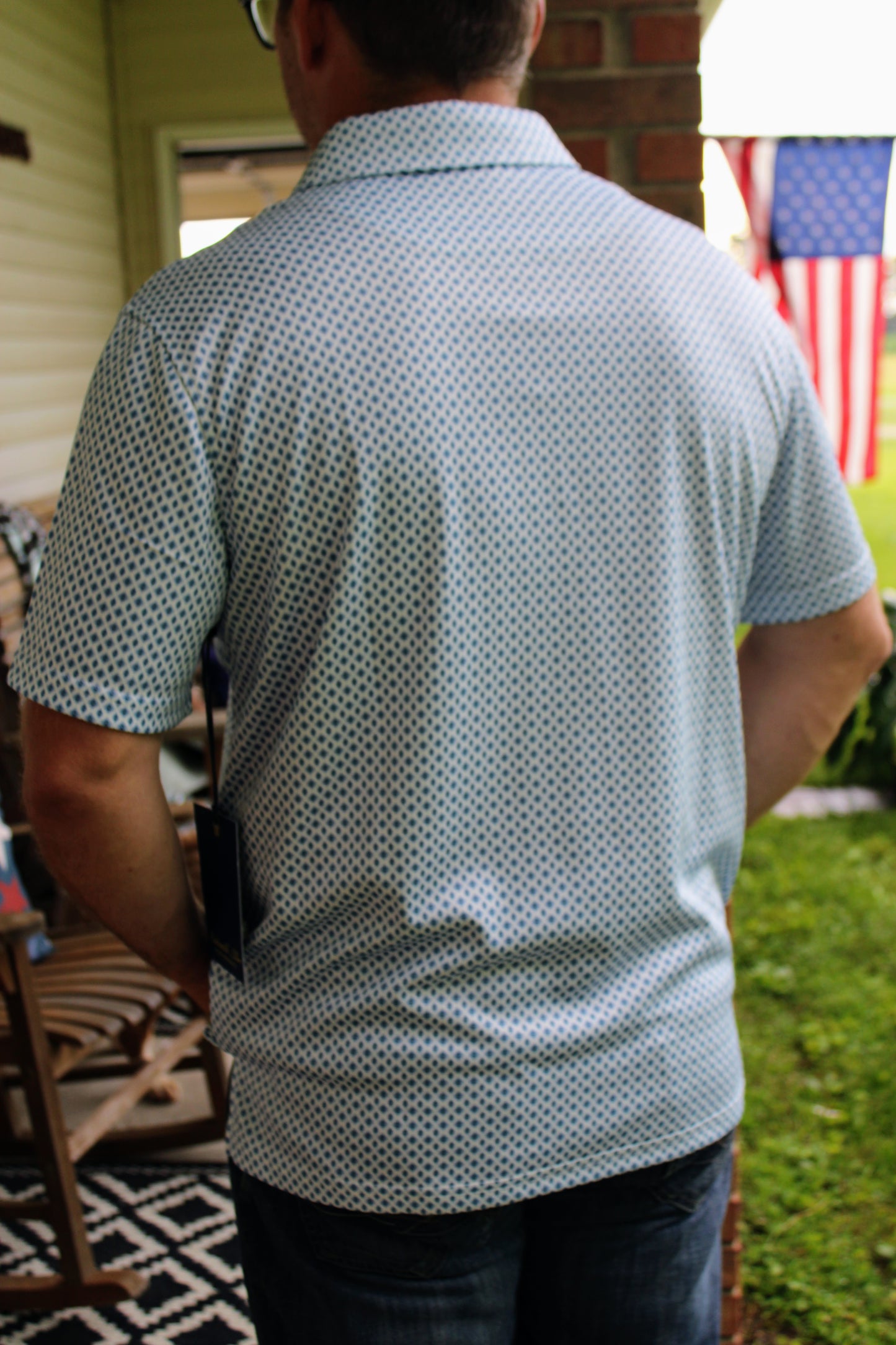Men's Blue Geo Snap Polo by Panhandle Slim