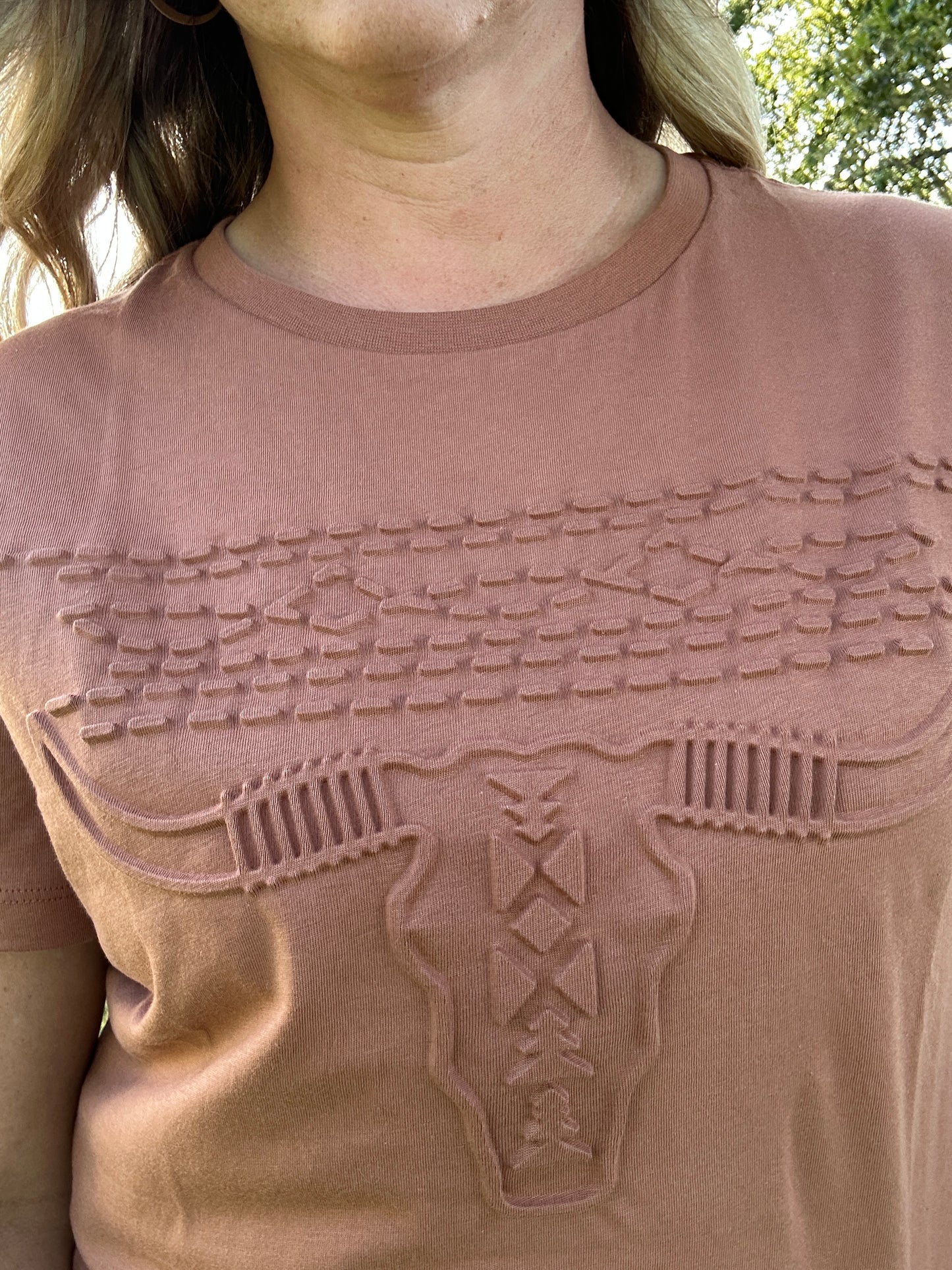 Ladies Embossed Skull Tee