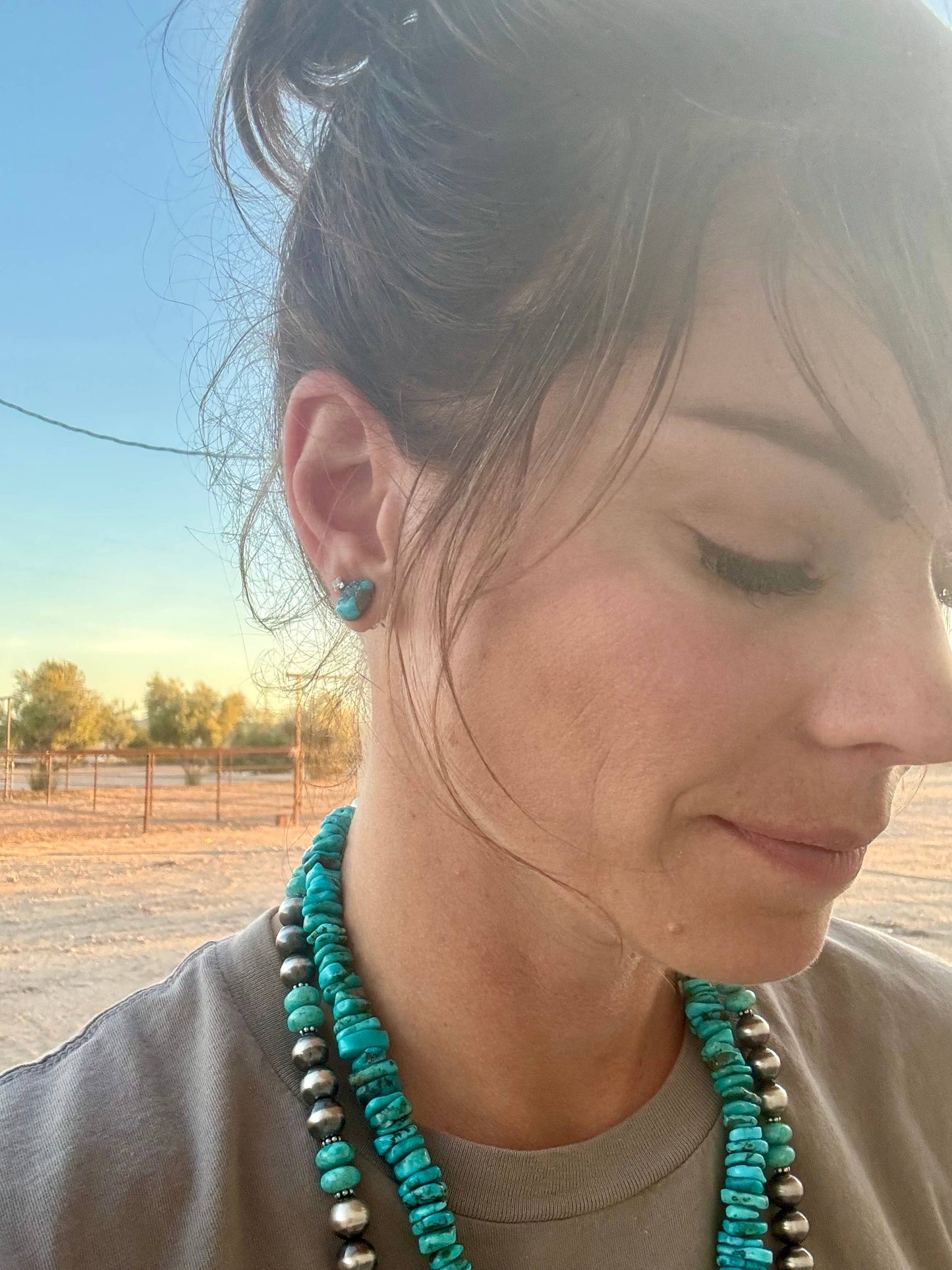 Kingman Turquoise Nugget Earrings