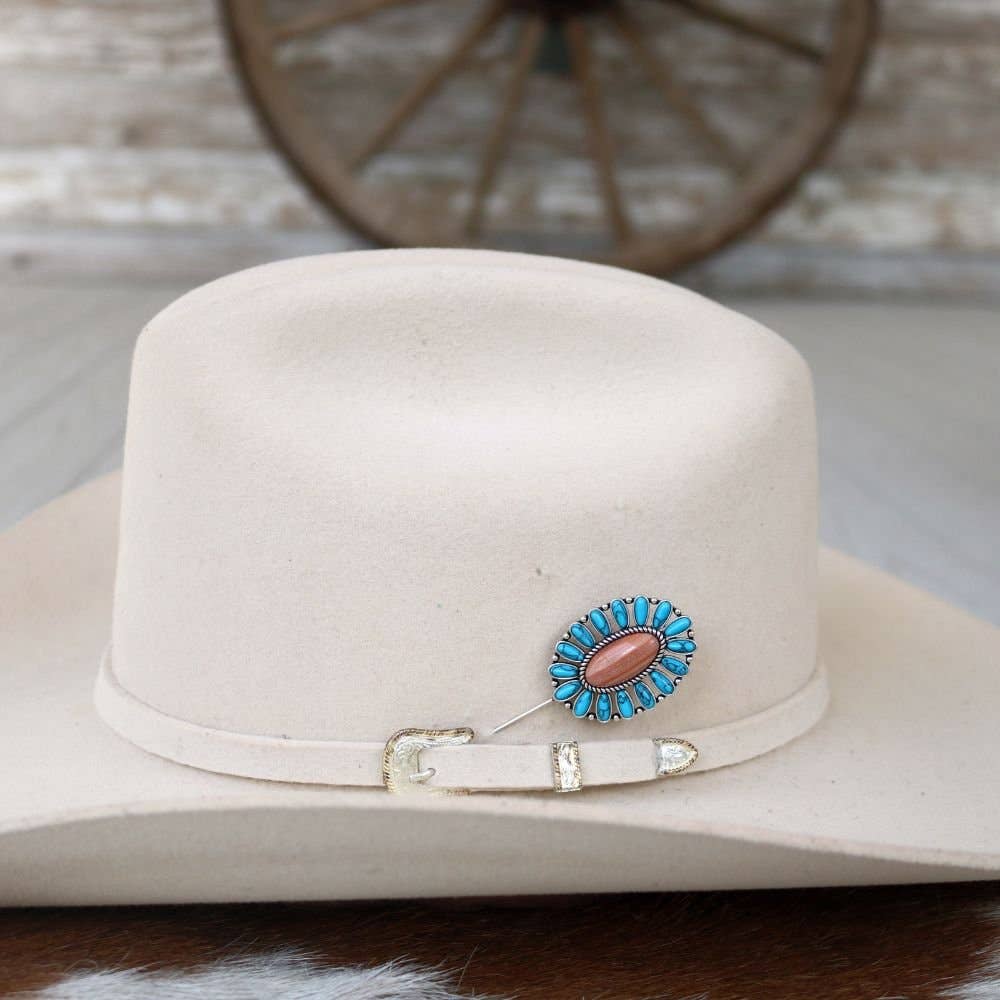 Oval Stick Hat Pin - Desert Flame