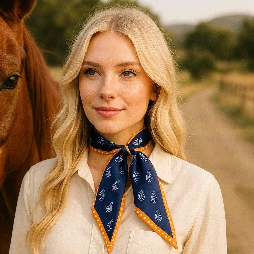 Navy and Rust Skinny Cowgirl Necktie