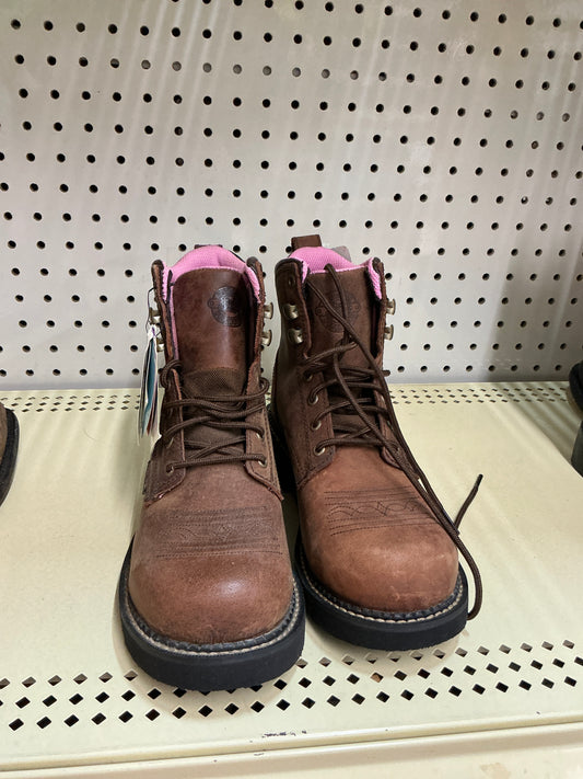 Justin Steel Toe Lace Up Boot-CLEARANCE