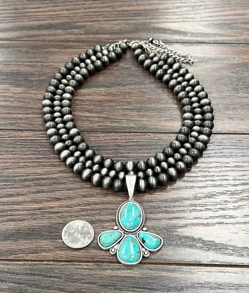 Multi-strand Turquoise Teardrop Necklace