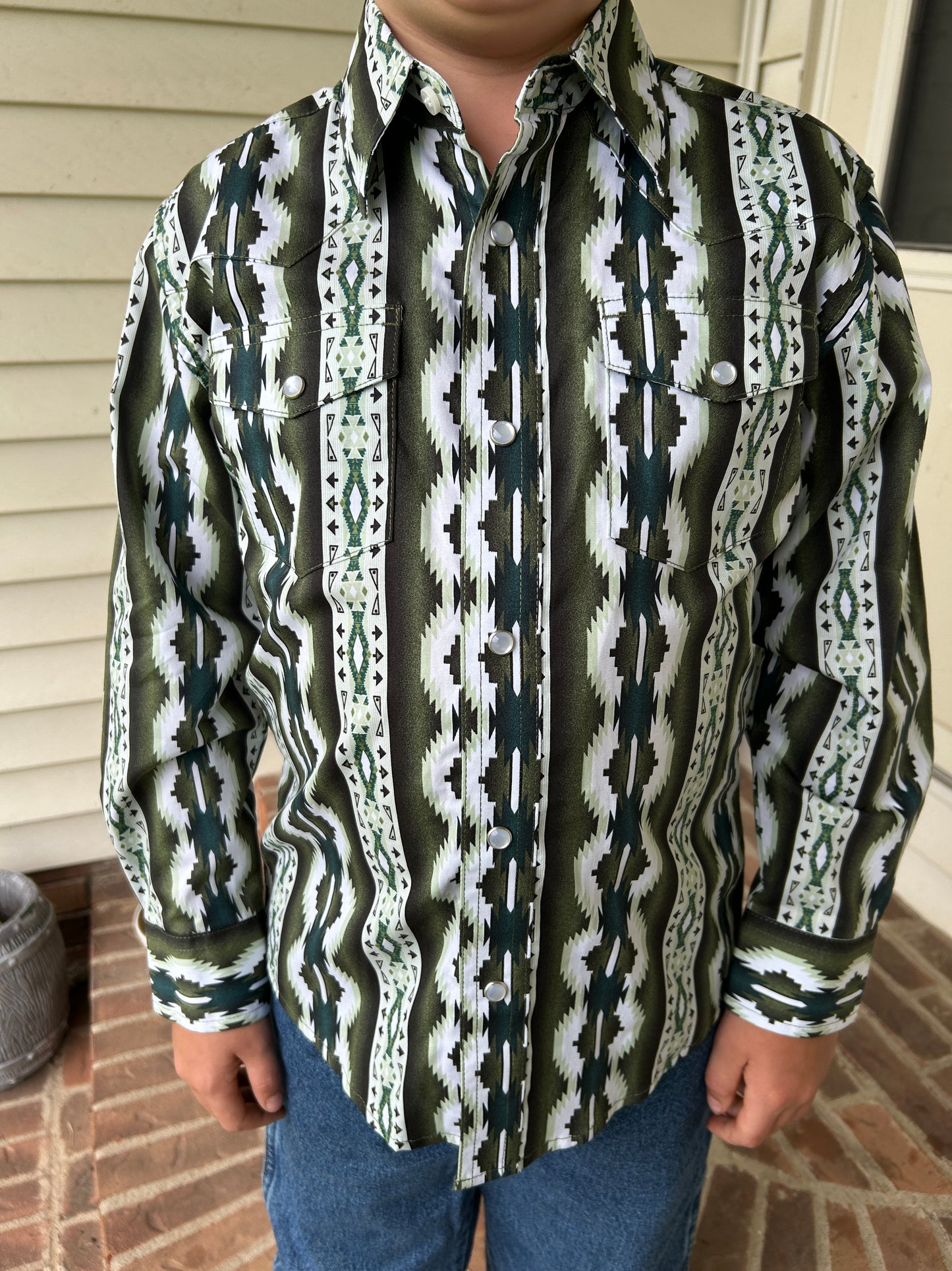 Wrangler® Boy's Checotah Long-Sleeve Shirt-Green